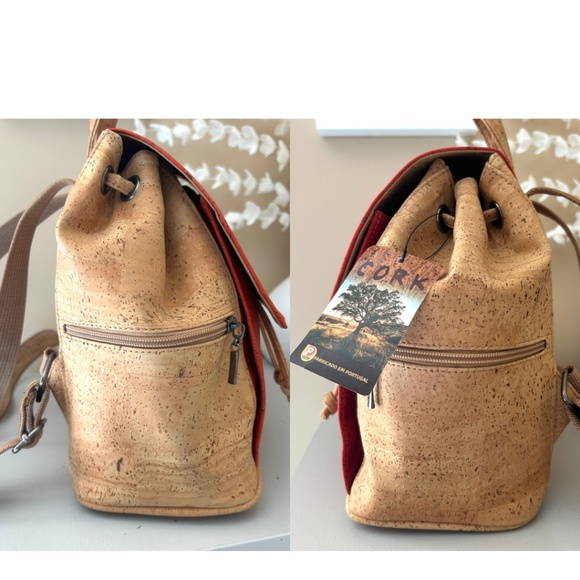NWT Natural CORK Two-tone Backpack Made in Portugal - Picture 4 of 16